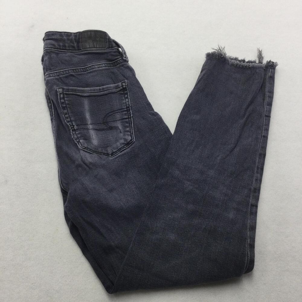 American Eagle Outfitters Straight Jeans Womens 0 Short Distressed Stretch